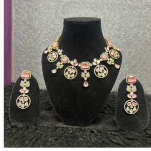 Moissanite pastel pink minimal neckpiece