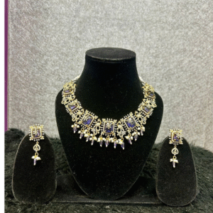 Intricate AD stone violet neckpiece