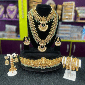 Antique kemp with Green bead hanging bridal jewellery