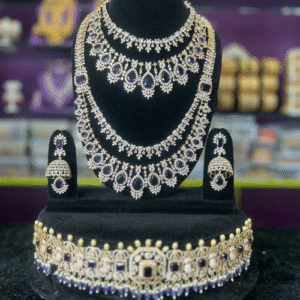 Bold Purple stones American diamond jewellery